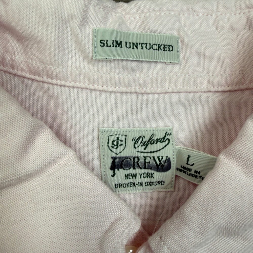 J.Crew Mens Size Large Slim Untucked Broken-In Oxford Shirt Pink Cotton NEW - Picture 3 of 7